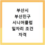 부산시 부산진구 시니어클럽 일자리 조건 자격 모집 급여 신청방법