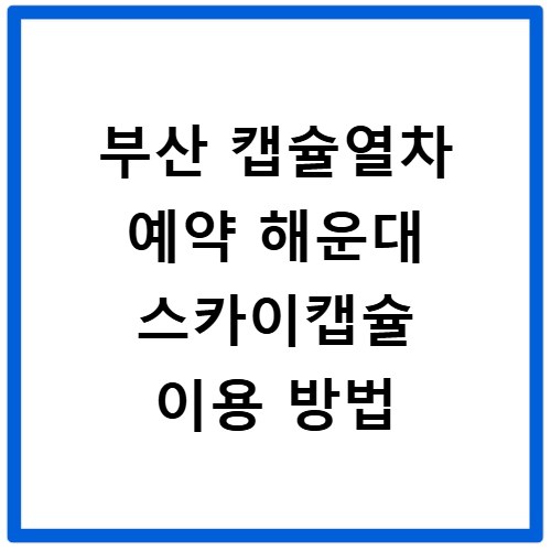 부산 캡슐열차 예약 해운대 스카이캡슐 이용 방법