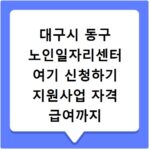 대구시 동구 노인일자리센터 여기 신청하기 지원사업 자격 급여까지