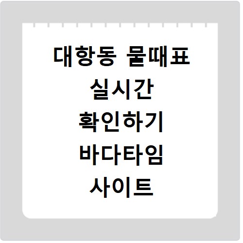 대항동 물때표 실시간 확인하기 바다타임 사이트 바로가기