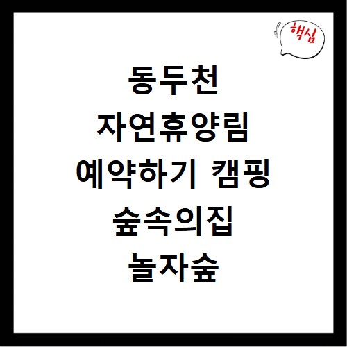 동두천 자연휴양림 예약하기 캠핑 숲속의집 놀자숲 이용 팁