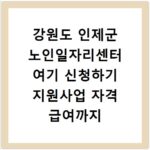 강원도 인제군 노인일자리센터 여기 신청하기 지원사업 자격 급여까지