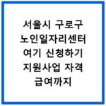 서울시 구로구 노인일자리센터 여기 신청하기 지원사업 자격 급여까지