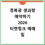 경복궁 생과방 예약하기 2026 티켓링크 예매 및 메뉴 가격