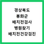 경상북도 봉화군 배치전검사 병원찾기 배치전건강검진 항목 비용조회