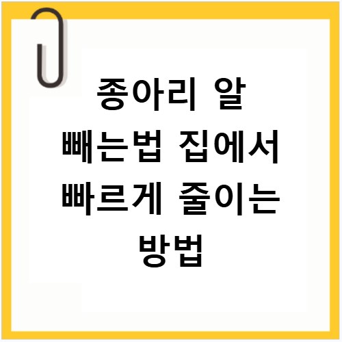 종아리 알 빼는법 집에서 빠르게 줄이는 방법