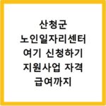 산청군 노인일자리센터 여기 신청하기 지원사업 자격 급여까지
