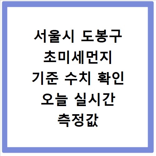 서울시 도봉구 초미세먼지 기준 수치 확인 오늘 실시간 측정값 확인하기