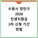 수원시 장안구 2026 민생지원금 3차 신청 기간 방법 총정리