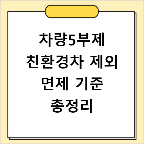 차량5부제 친환경차 제외 면제 기준 총정리