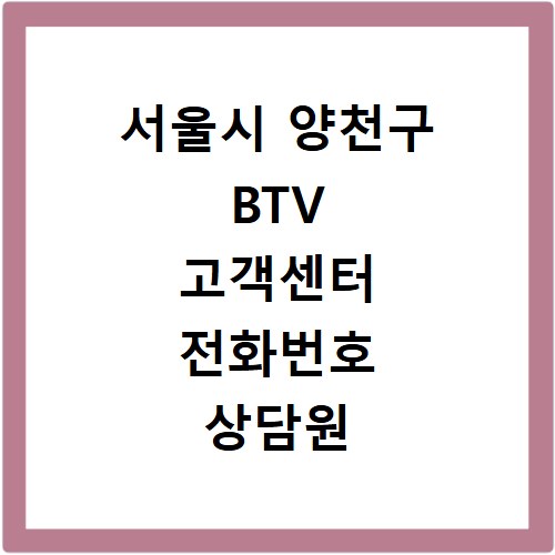 서울시 양천구 BTV 고객센터 전화번호 상담원 연결하기 이용시간