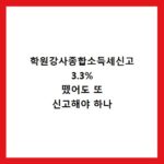 학원강사종합소득세신고 3.3% 뗐어도 또 신고해야 하나