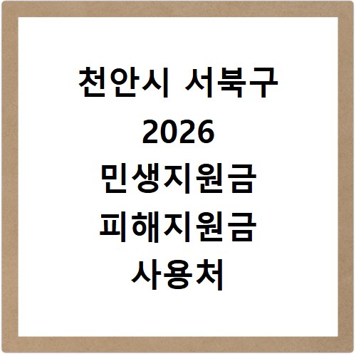 천안시 서북구 2026 민생지원금 피해지원금 사용처 총정리