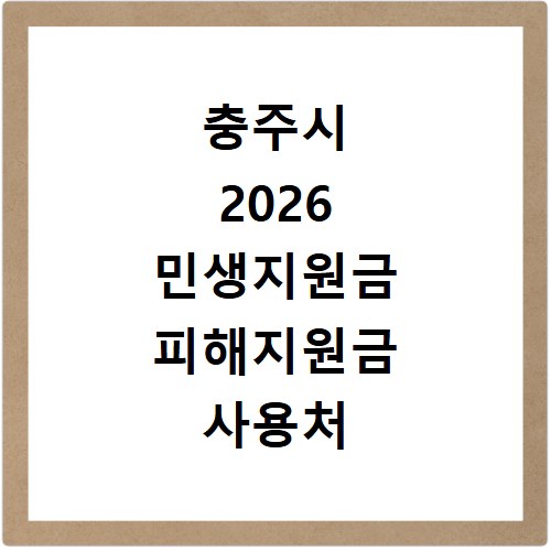 충주시 2026 민생지원금 피해지원금 사용처 총정리