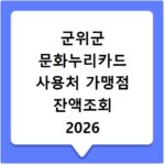 군위군 문화누리카드 사용처 가맹점 잔액조회 2026 이용법