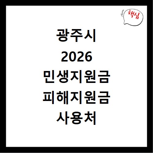 광주시 2026 민생지원금 피해지원금 사용처 총정리