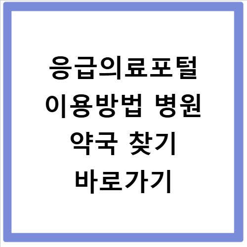 응급의료포털 이용방법 병원 약국 찾기 바로가기