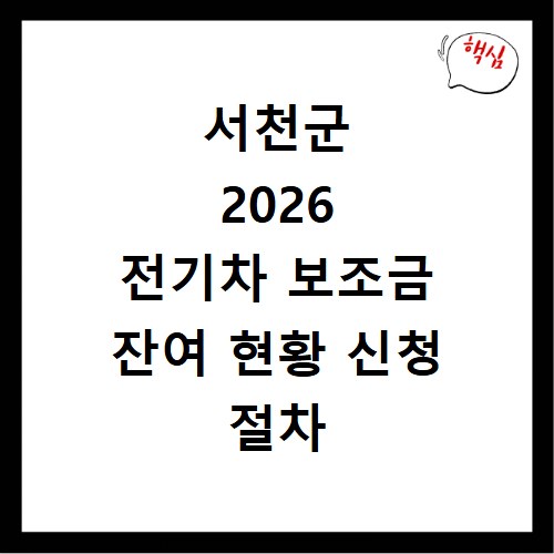 서천군 2026 전기차 보조금 잔여 현황 신청 절차 안내