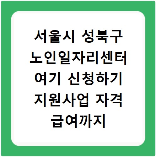 서울시 성북구 노인일자리센터 여기 신청하기 지원사업 자격 급여까지
