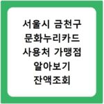서울시 금천구 문화누리카드 사용처 가맹점 알아보기 잔액조회 방법까지
