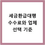 세금환급대행 수수료와 업체 선택 기준
