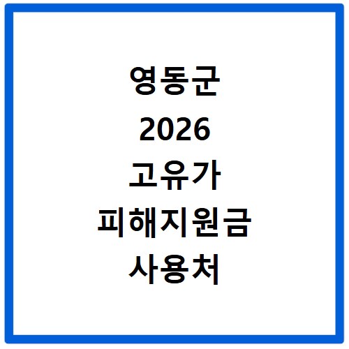 영동군 2026 고유가 피해지원금 사용처 총정리