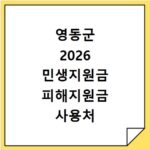 영동군 2026 민생지원금 피해지원금 사용처 총정리