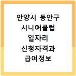 안양시 동안구 시니어클럽 일자리 신청자격과 급여정보 알아보기