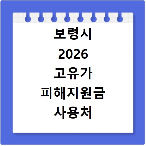 보령시 2026 고유가 피해지원금 사용처 총정리
