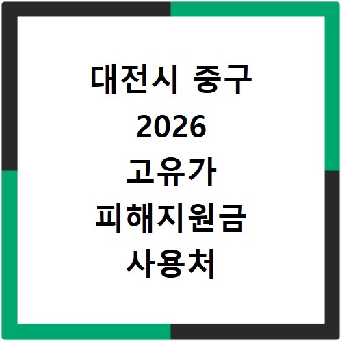 대전시 중구 2026 고유가 피해지원금 사용처 총정리