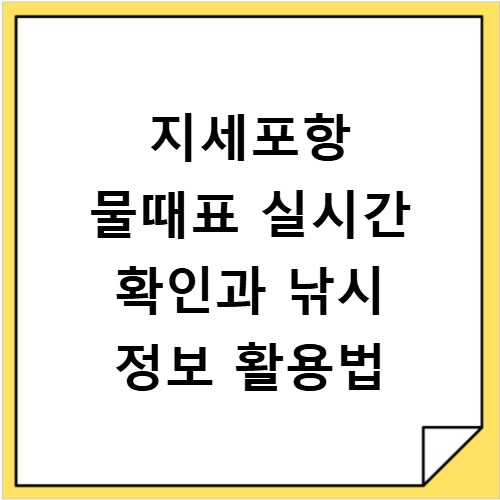 지세포항 물때표 실시간 확인과 낚시 정보 활용법