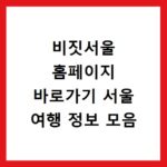 비짓서울 홈페이지 바로가기 서울 여행 정보 모음