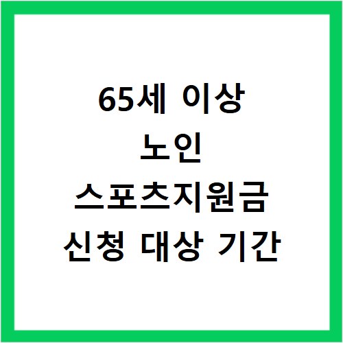 65세 이상 노인 스포츠지원금 신청 대상 기간