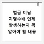 벌금 미납 지명수배 언제 발생하는지 꼭 알아야 할 내용