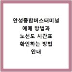 안성종합버스터미널 예매 방법과 노선도 시간표 확인하는 방법 안내