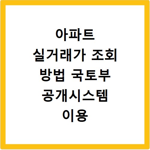 아파트 실거래가 조회 방법 국토부 공개시스템 이용