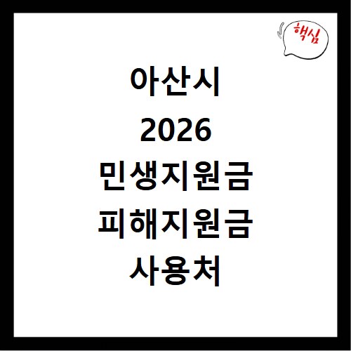 아산시 2026 민생지원금 피해지원금 사용처 알아보기