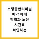 보령종합터미널 예약 예매 방법과 노선 시간표 확인하는 법