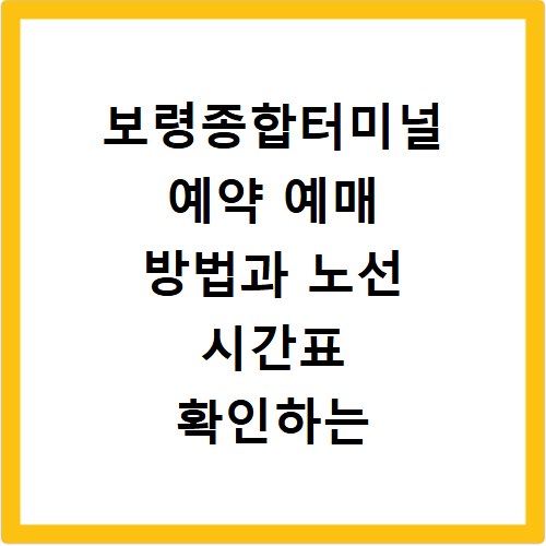 보령종합터미널 예약 예매 방법과 노선 시간표 확인하는 법