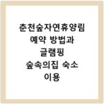 춘천숲자연휴양림 예약 방법과 글램핑 숲속의집 숙소 이용 꿀팁 정리