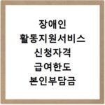 장애인 활동지원서비스 신청자격 급여한도 본인부담금