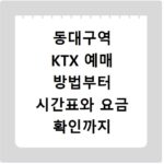동대구역 KTX 예매 방법부터 시간표와 요금 확인까지 한 번에 해결하기