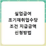 실업급여 조기재취업수당 조건 지급금액 신청방법