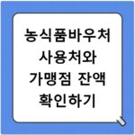 농식품바우처 사용처와 가맹점 잔액 확인하기