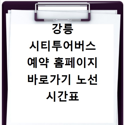 강릉 시티투어버스 예약 홈페이지 바로가기 노선 시간표 요금 정리