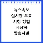 뉴스속보 실시간 무료 시청 방법 지상파 방송사별 사이트 바로가기 안내