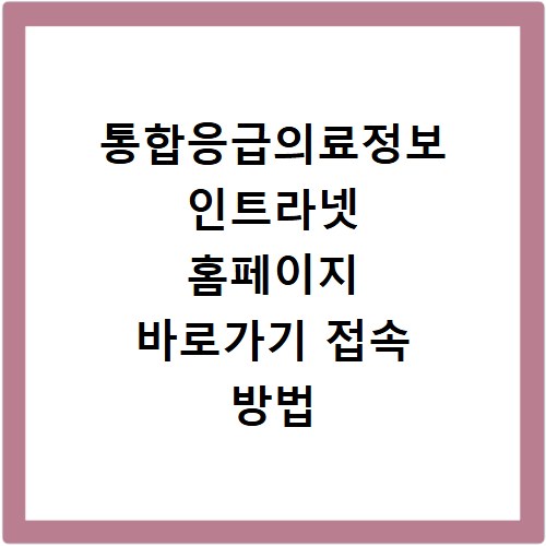 통합응급의료정보 인트라넷 홈페이지 바로가기 접속 방법 쉽게 따라하기