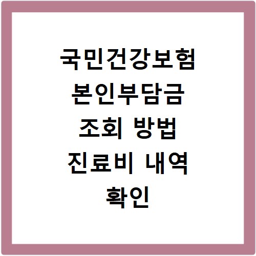 국민건강보험 본인부담금 조회 방법 진료비 내역 확인