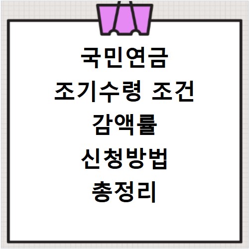 국민연금 조기수령 조건 감액률 신청방법 총정리