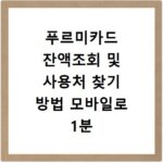 푸르미카드 잔액조회 및 사용처 찾기 방법 모바일로 1분 만에 해결하기